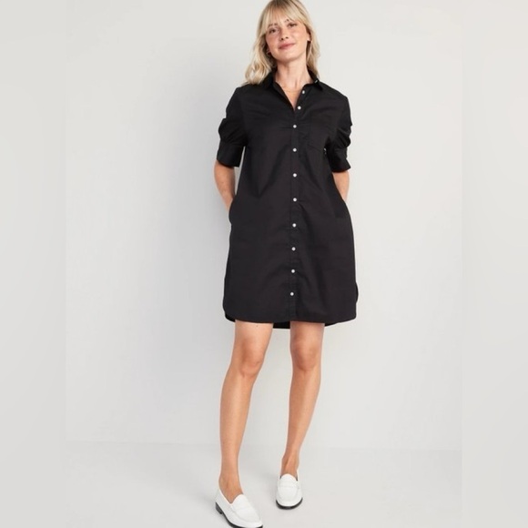 NWT! Puff-Sleeve Cotton-Poplin Shirt Dress - Size XS 💜 - Picture 1 of 7